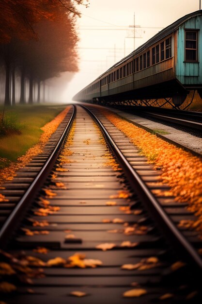 Verlassenes Bahnsteig alte Stadt Herbst