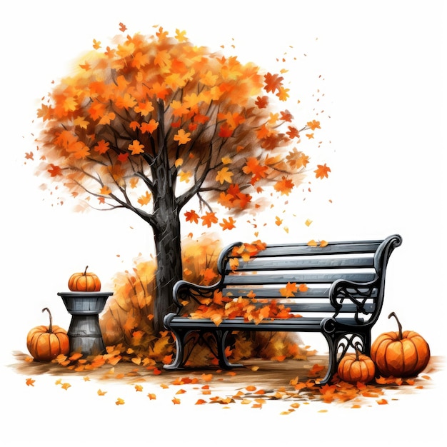 Verlieben Sie sich in den skurrilen Charm Park Bench Delight in Autumn Animated PNG Clipart