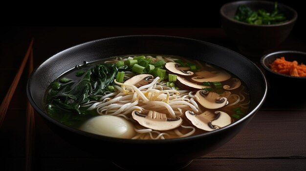 Verlockendes Foto einer Schüssel Doenjang-Jigae-Eintopf mit verschiedenen Gemüsesorten und Tofu