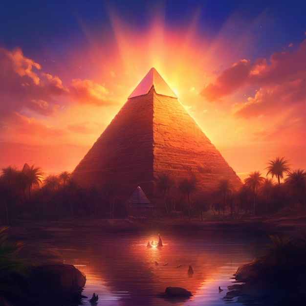 Verlorene alte, hochentwickelte Zivilisation, die Pyramiden von Gizeh mit hochentwickelter Technologie baut