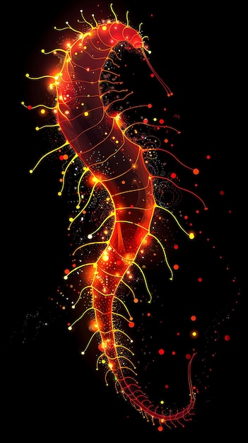 Verme marinho profundo com ocorrências de seps frios e textura brilhante bioluminesc Y2K Decoração de arte de colagem