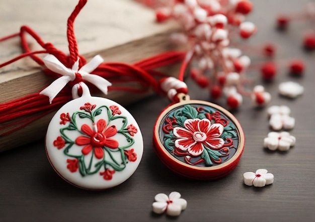 Vermelho e branco bonito Martisor Ai gerado