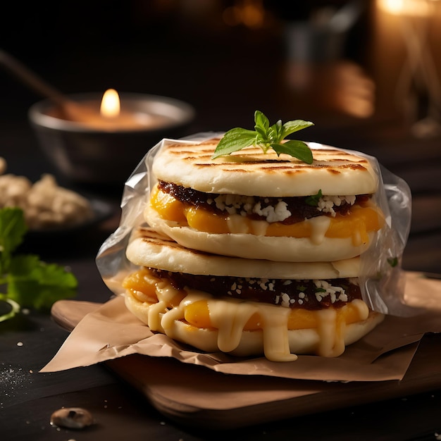 Foto verpackungs-fotoshoot mit lebendigem straßenessen in take-out-containern kreativ und appetitvoll