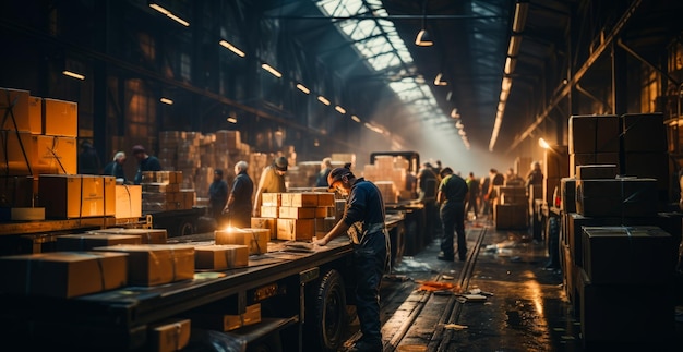 Verpackungsabteilung in der Fabrik Herstellte Produkte werden in Kartonkisten verpackt