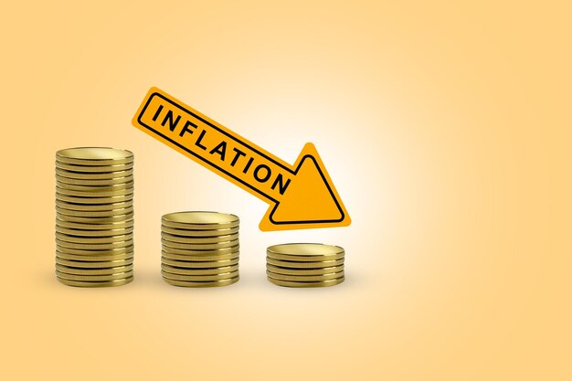 Verringerter Münzdiagrammpfeil mit Inflationszeichen