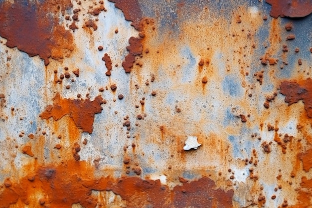 Verrostete Metallstruktur mit weißem Hintergrund und blauem Hintergrund