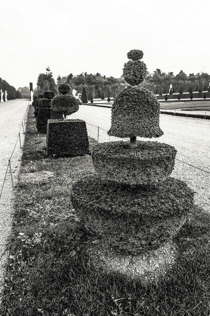 Versailles Frankreich26. September 2017 Schwarz-weiße Gärten von Versailles Frankreich