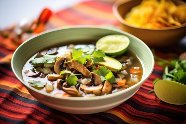 Versão pozole vegetariana com cogumelos