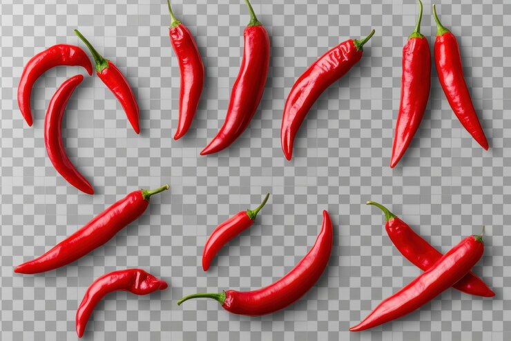 Versátil activo culinario renderizaciones 3D realistas de pimientos rojos de chile desde varios ángulos