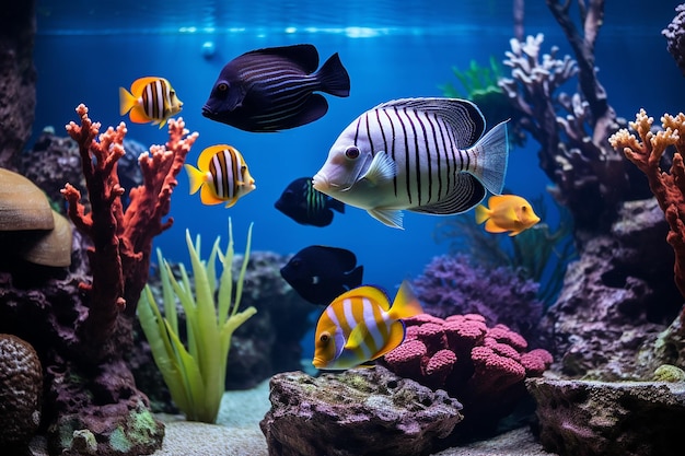 Verschiedene Arten exotischer Aquarienfische
