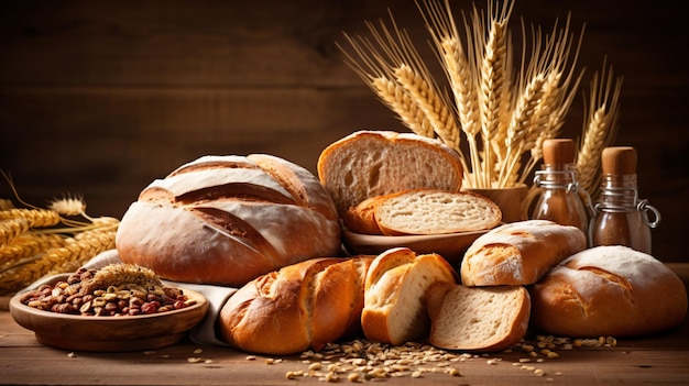 Verschiedene Arten von Brot mit Vollkornnahrung