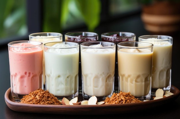 Verschiedene Arten von Eismilch, bereit für professionelle Werbe-Food-Fotografie