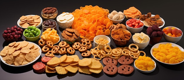 Foto verschiedene arten von snacks