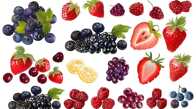 Verschiedene Beeren Sammlung Frische bunte und leckere Beeren
