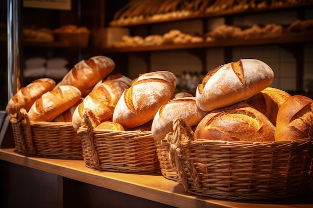 Verschiedene Brotlaibe in einer deutschen Bäckerei, jedes köstlich und einzigartig