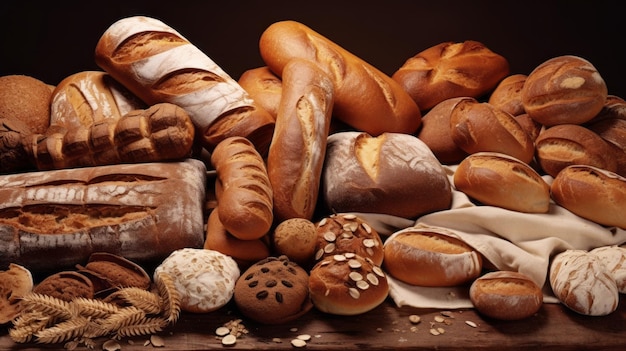 Verschiedene Brotsorten in der Bäckerei Verschiedene Backwaren Handgefertigte Backfreuden