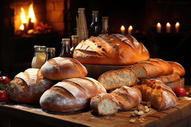 Verschiedene Brotsorten servierfertig für professionelle Food-Werbefotografie