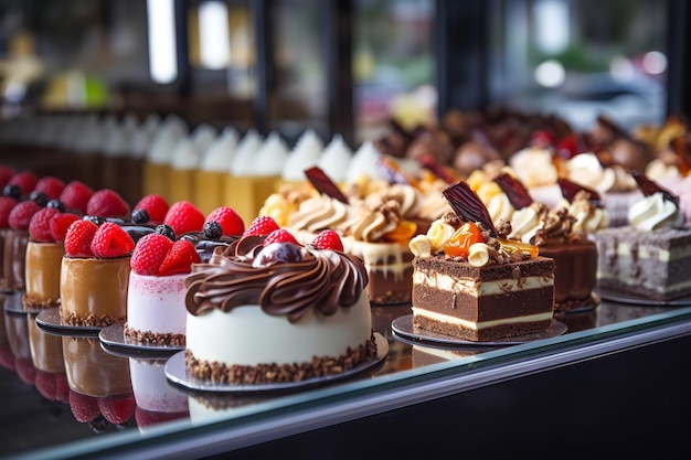 Verschiedene Desserts in einer Konditorei ausgestellt