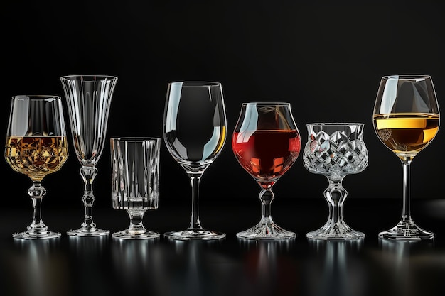 Verschiedene durchsichtige Gläser Becher Cocktailgläser Sammlung moderne Illustration Ikonen