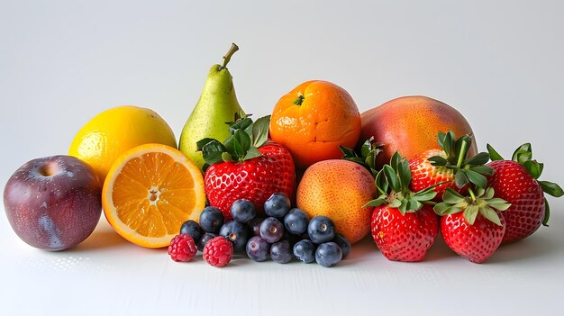 Verschiedene frische Früchte vor einem leichten Hintergrund