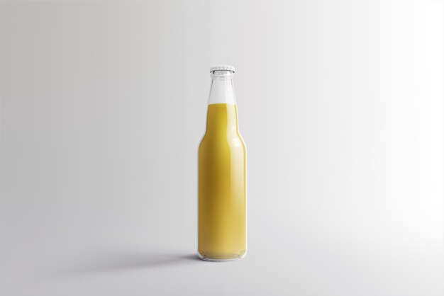 Foto verschiedene frucht-soda-flaschen alkoholfreies getränk mit wassertropfen isoliert auf weißem hintergrund 3d-rendering passend für ihr designprojekt