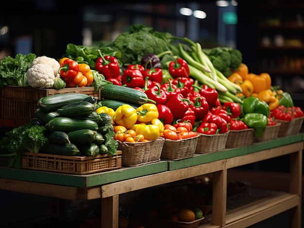 Verschiedene Gemüsesorten im Supermarkt Weltvegetariertag