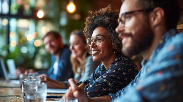 Verschiedene Geschäftsleute haben ein Teammittag in einem Büro