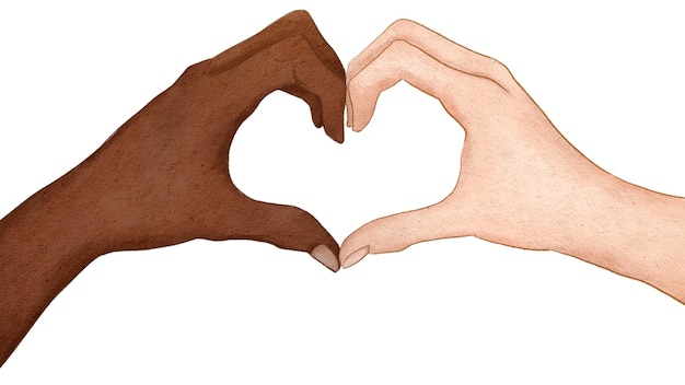 Verschiedene Hände verbinden sich mit Herzen png süße handgezeichnete Illustration