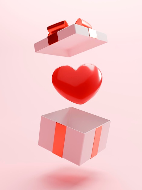 Verschiedene Herzformen, um Liebe mit Ihrem Herzen zu übertragen für einen glücklichen Valentinstag 3D-Rendering