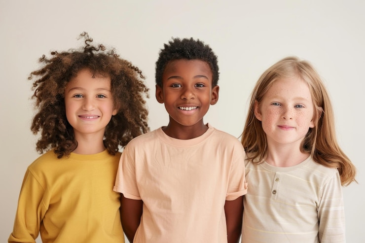 Foto verschiedene kinder lächeln zusammen