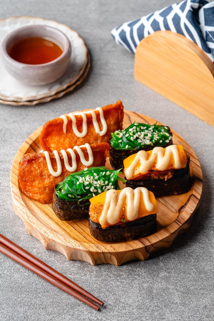 Verschiedene köstliche Sushi-Rollen