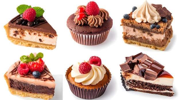 Verschiedene Kuchen und Gebäck Eine Gourmet-Sammlung