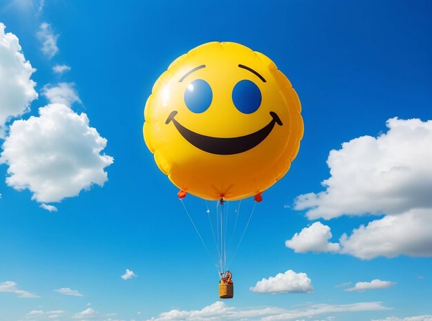 verschiedene Lächeln und andere Emojis mit Ballon und Blumen auf schönem Hintergrund