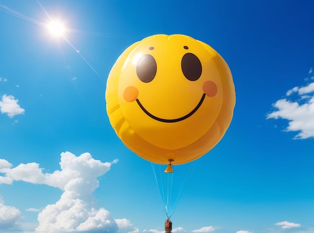 verschiedene Lächeln und andere Emojis mit Ballon und Blumen auf schönem Hintergrund