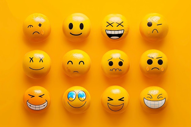 Verschiedene lächelnde Gesichter, die verschiedene Gefühle ausdrücken