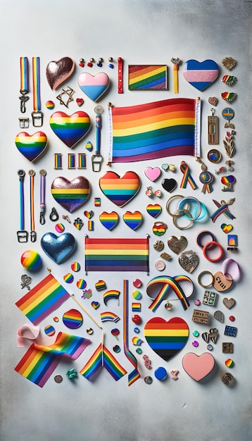 Foto verschiedene lgbti-symbole der liebe und gleichheit werden ausgestellt