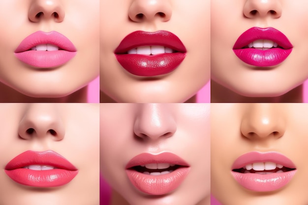 Verschiedene Lippen-Lippenstift-Hintergrund. Generieren Sie Ai