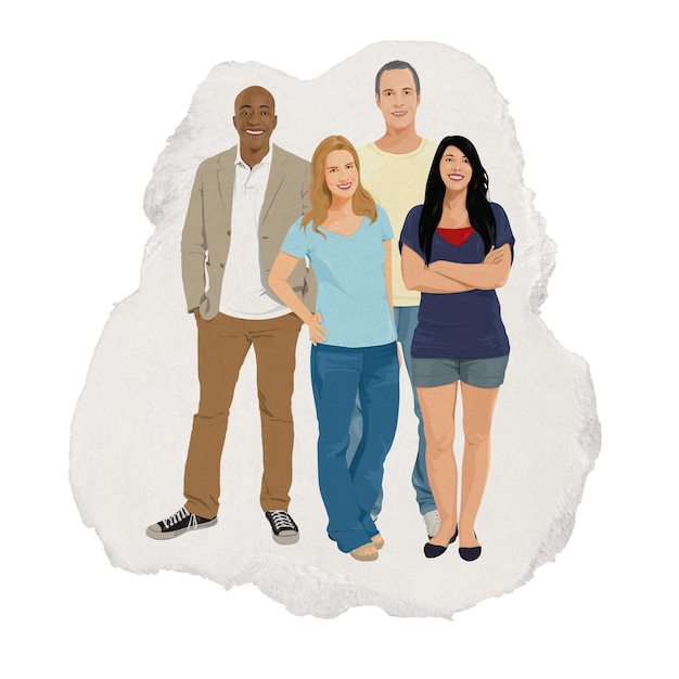 Verschiedene Menschen png-Aufkleber zerrissenes Papier transparenter Hintergrund