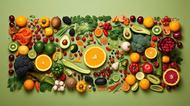 Verschiedene Obst- und Gemüsesorten liegen auf einem Tisch