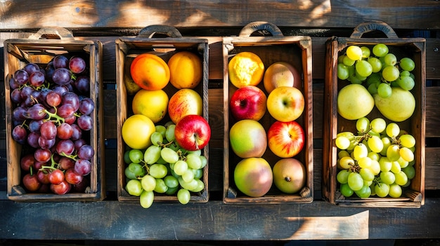 Verschiedene Obstkisten auf dem Markt