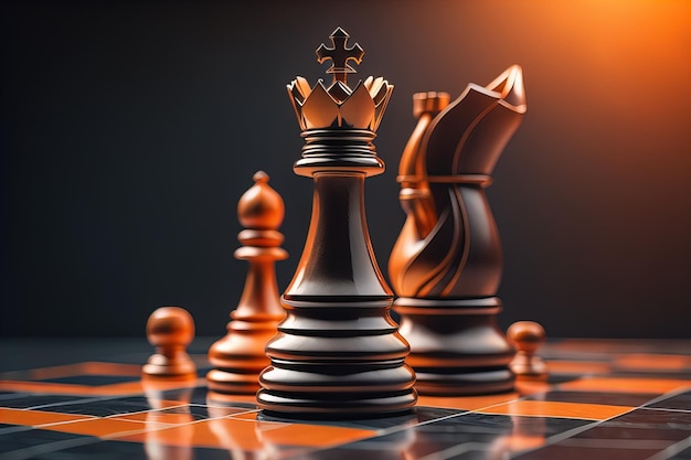 Verschiedene Schachfiguren auf einem farbenfrohen Hintergrund ai generativ
