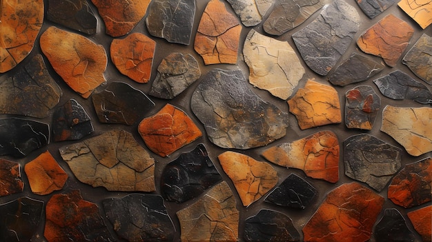 Verschiedene Schattierungen der braunen Steintextur natürliches Muster Hintergrund für das Design Erdtöne in abstrakter Anordnung Stockbild KI