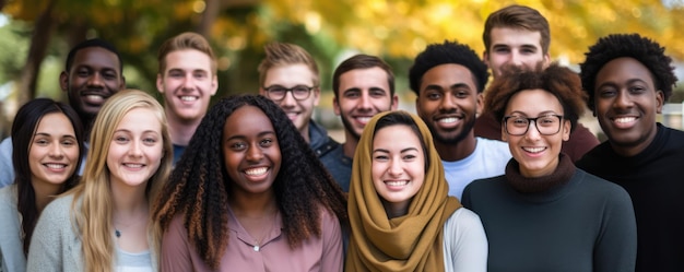 Foto verschiedene studenten vereint in ihrer suche nach erkenntnis