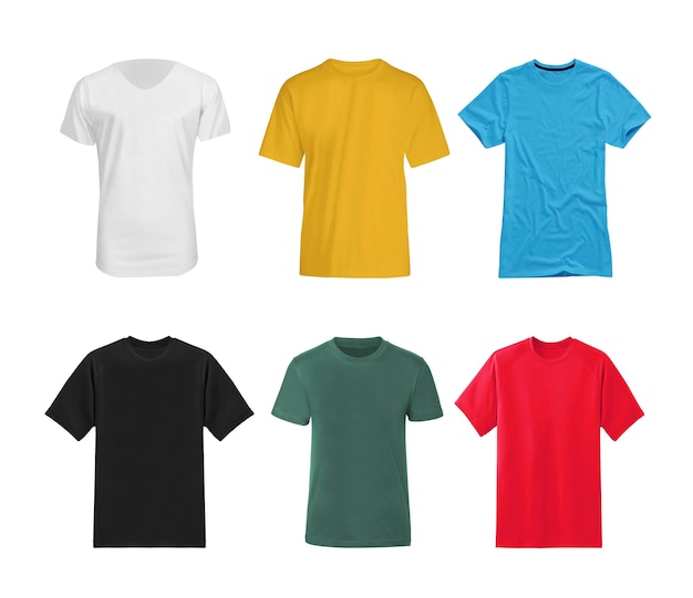 Verschiedene T-Shirts isoliert auf Weiß