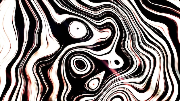Verschiedene verschwommene Flecken bewegen schwarze und weiße Farbe, die sich ausbreitet und verschiedene Muster bildet