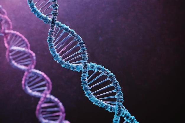Verschmelzende Biotech-Enigmatische rosa und blaue DNA-Helixen