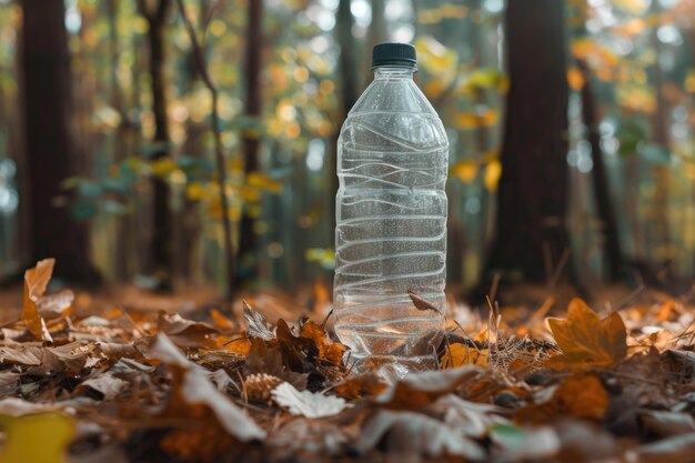 Foto verschmutzung durch plastikflaschen im litauischen wald