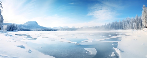 Verschneite Landschaftshintergrund AI generiert