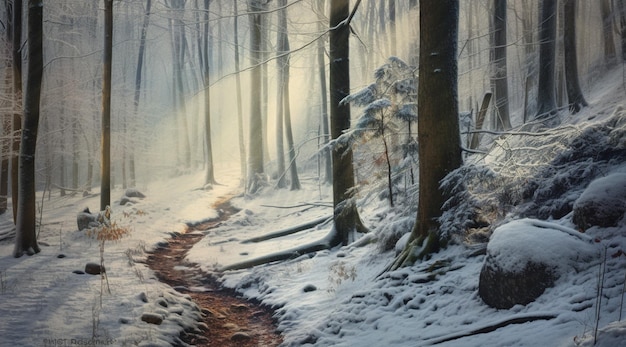 Foto verschneite naturlandschaft hintergrund mit textfreiraum
