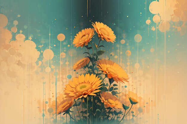 Verschwommene abstrakte Chrysanthemen-Sonnenblumen-Blumen entwerfen Geschäftsplakat-Hintergrundillustration